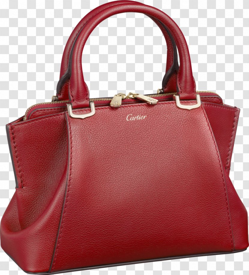 Tote Bag Leather Handbag Red Cartier - Luggage Bags Transparent PNG