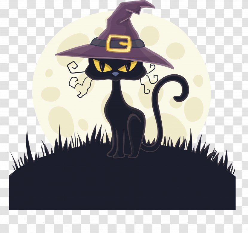 Cat Witch Hat - Vertebrate - Black With Transparent PNG