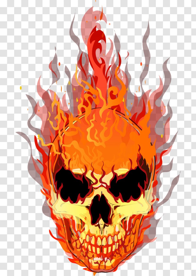 Skull Cartoon - Decal - Orange Bone Transparent PNG