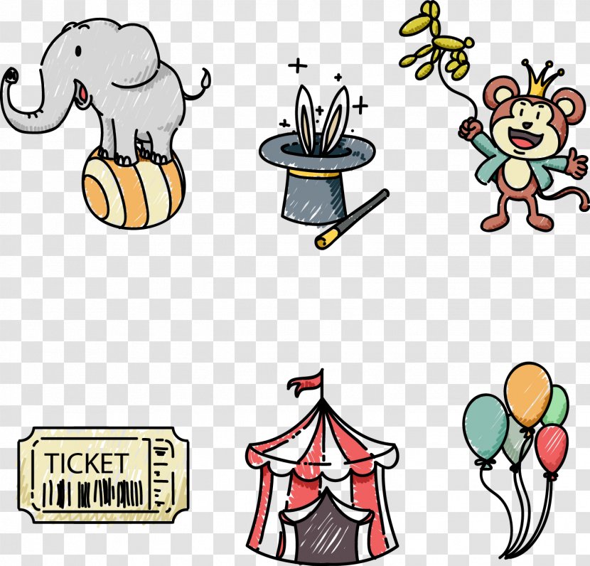 Circus Magic Download - Poster - Hand-drawn Cartoon Elements Vector Transparent PNG