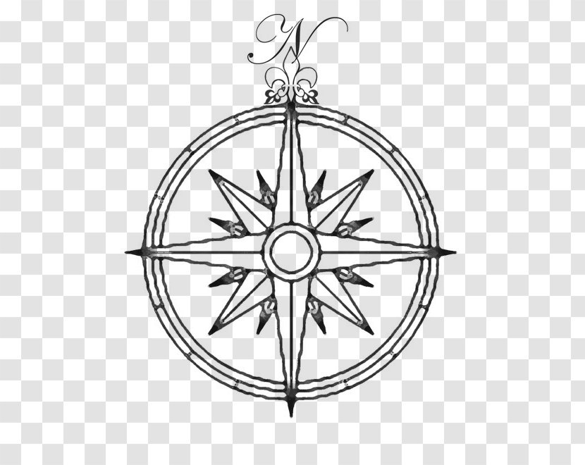Line Art Circle Ornament Compass Symbol - Holiday Coloring Book Transparent PNG