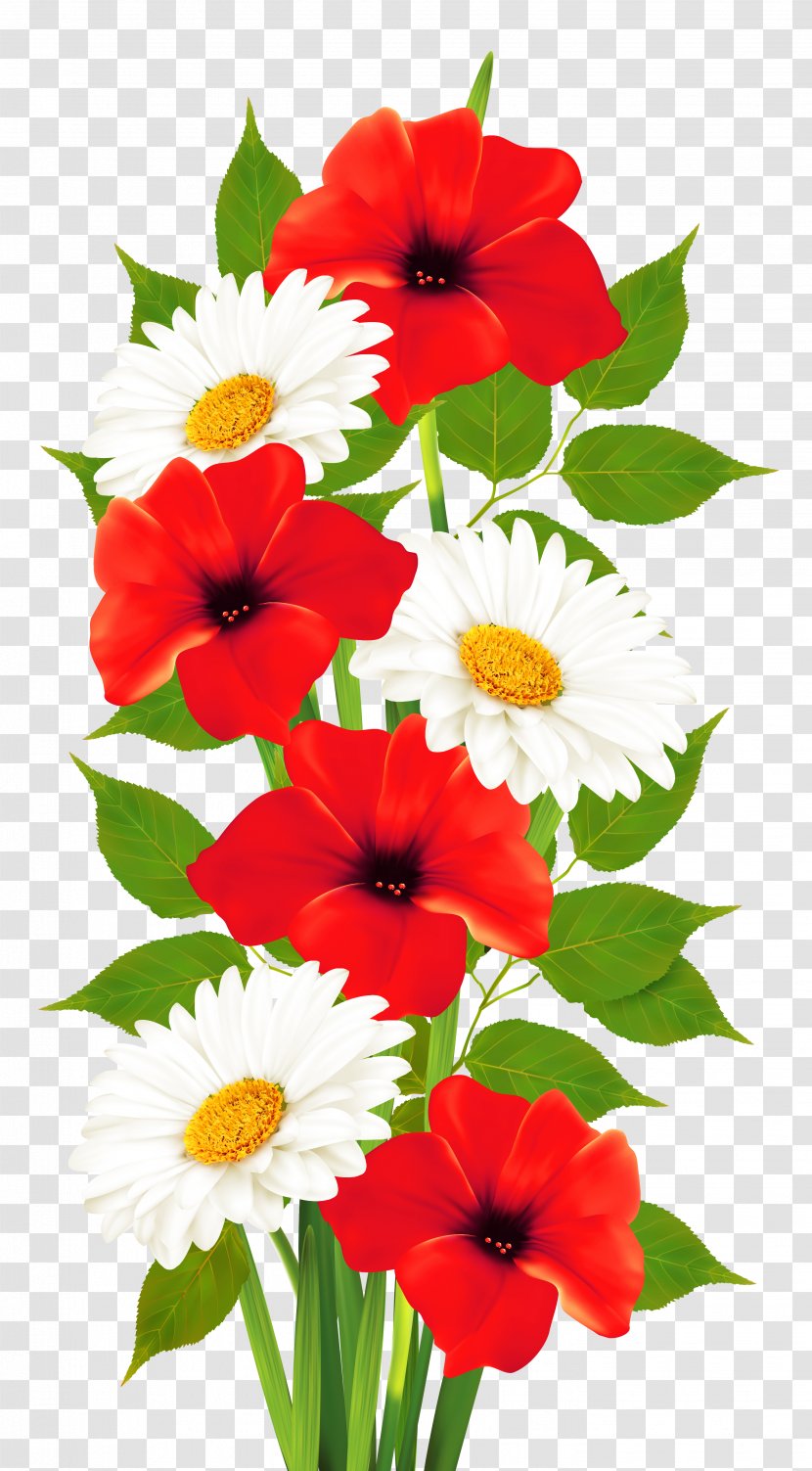 Flower Clip Art - Flowering Plant - Poppies And Daisies Transparent Clipart Transparent PNG