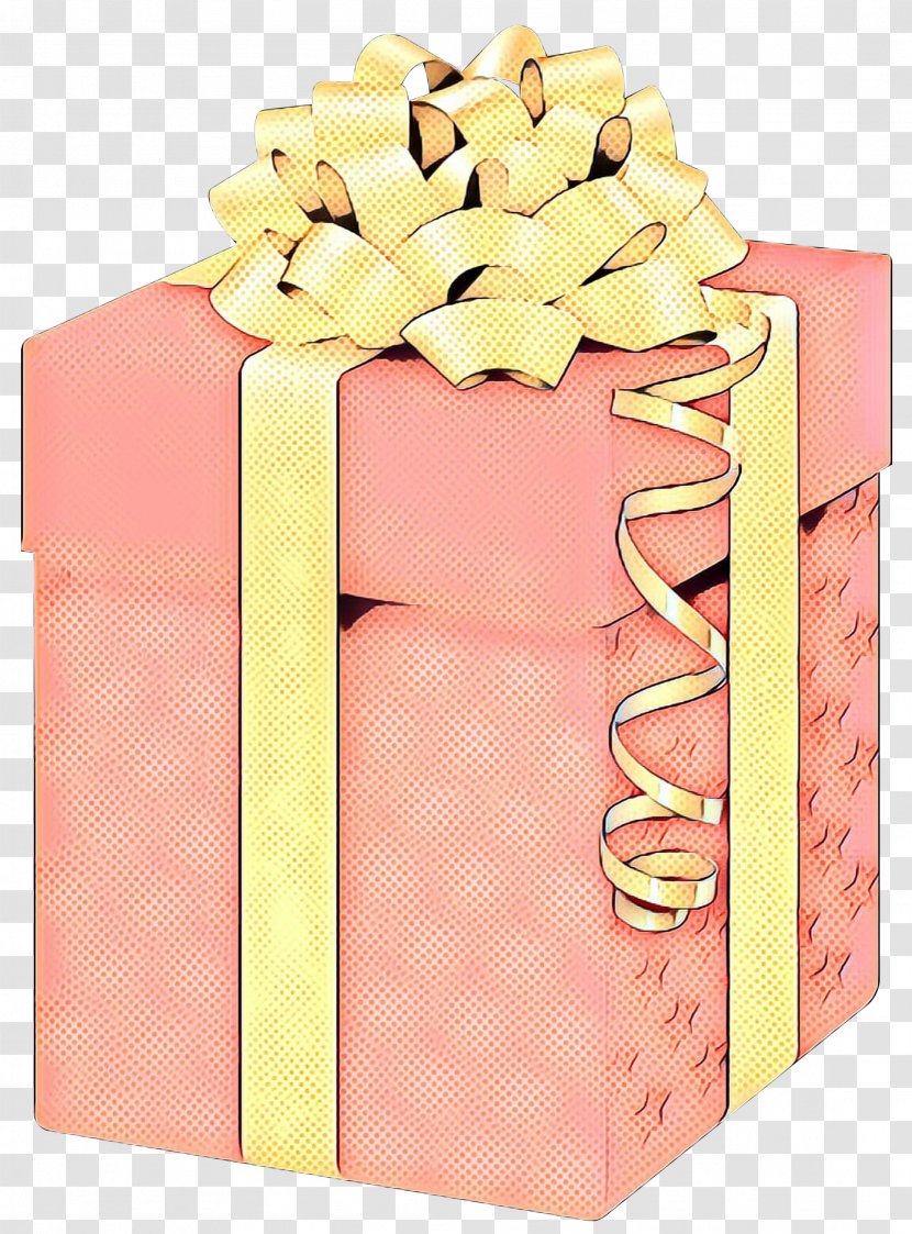 Pink Present Gift Wrapping Wedding Favors Box - Retro - Peach Ribbon Transparent PNG