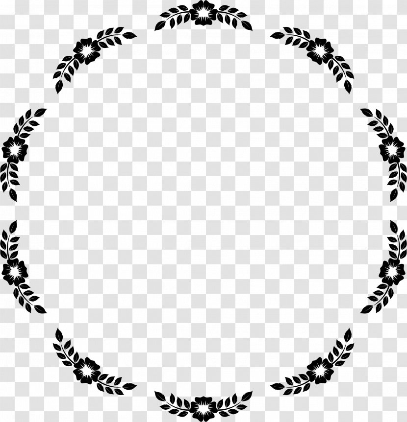 Flower Borders And Frames Picture Clip Art - Black White - Circle Frame Transparent PNG