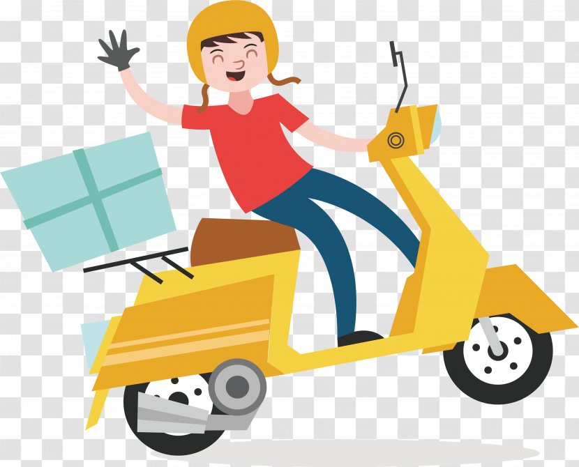 Delivery Euclidean Vector Courier Scooter - Human Behavior - Motorcycle Express Transparent PNG