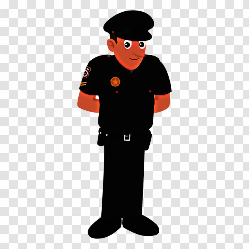 Standing Uniform Cartoon Official Headgear - Police Officer - Sleeve Transparent PNG