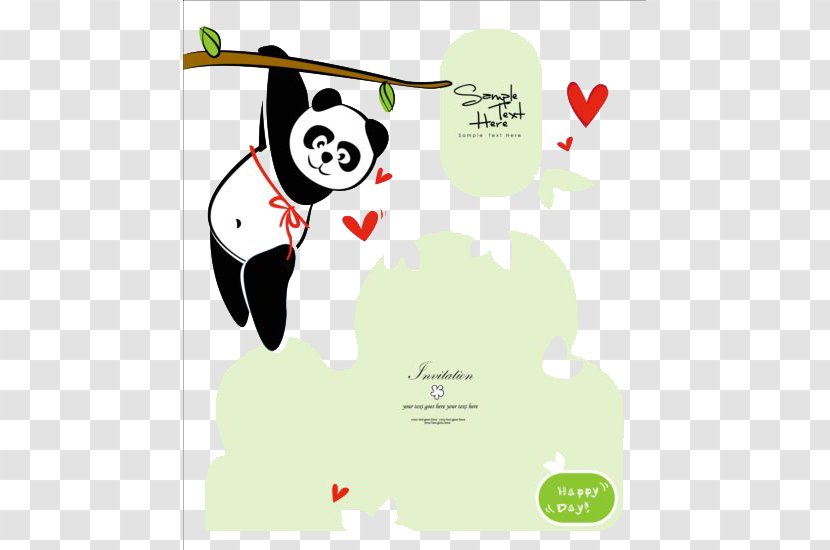 Giant Panda Cartoon Illustration - Vertebrate - Small Fresh Design Transparent PNG