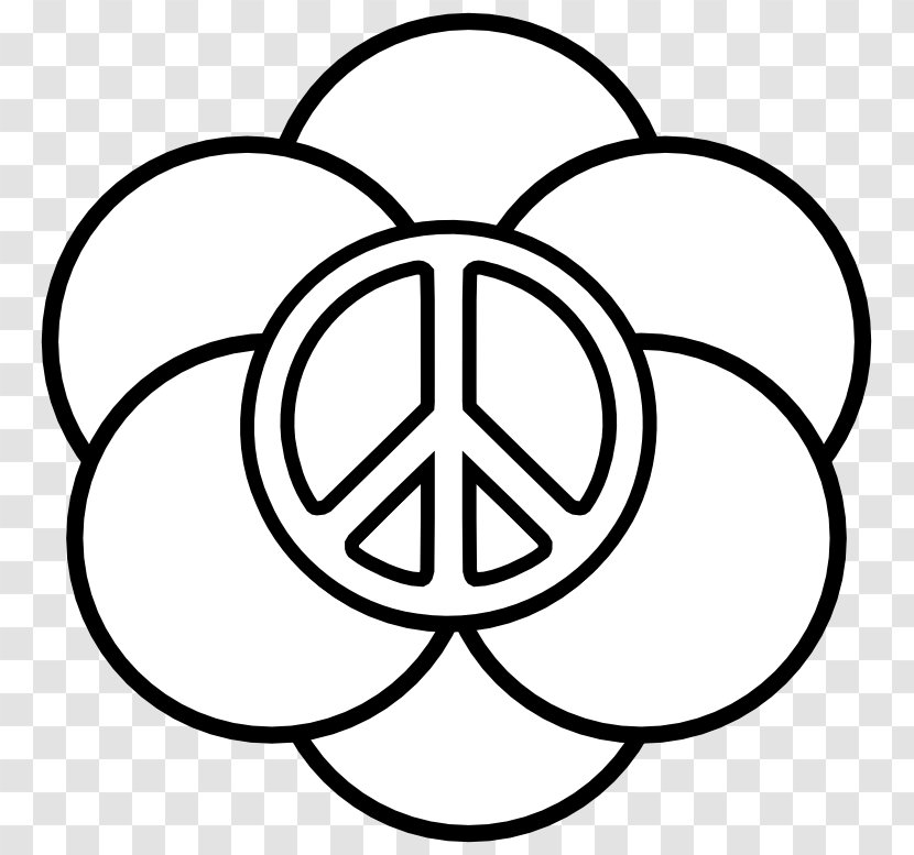 Coloring Book Peace Symbols Clip Art - Black And White - Line Logo Transparent PNG