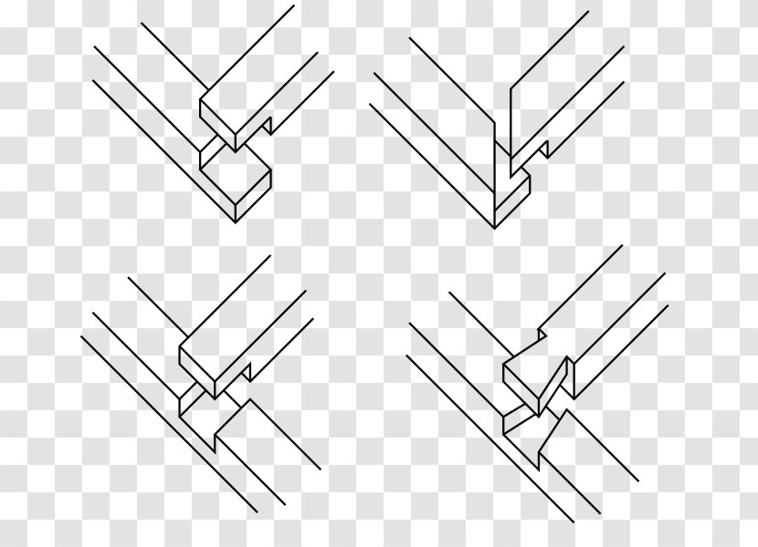 Lap Joint Woodworking Joints Bridle Mortise And Tenon Dovetail - Line Art - Wood Transparent PNG