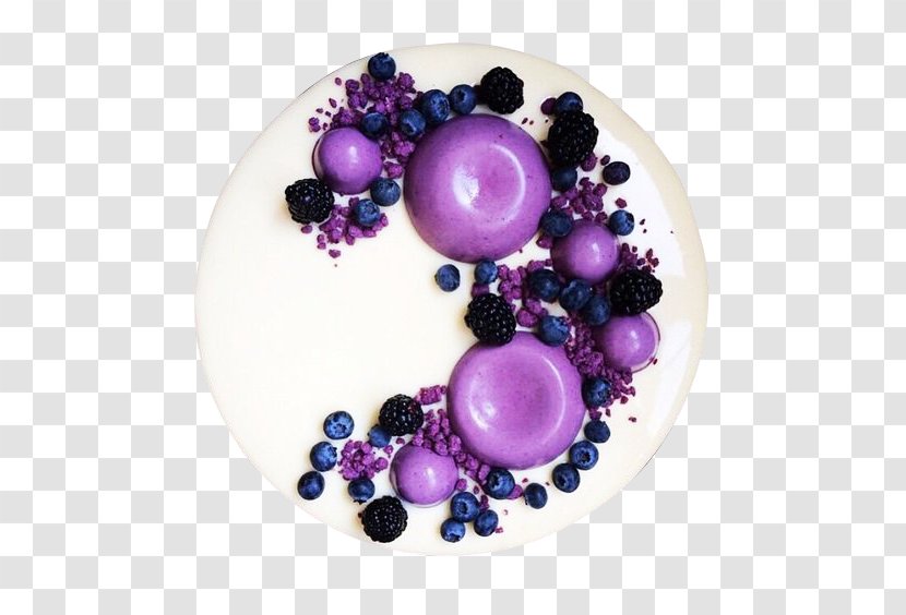 Panna Cotta Cream White Chocolate Mousse Cake - Food Presentation - Mulberry Blueberry Transparent PNG