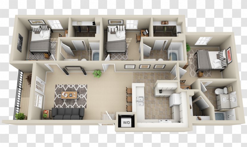 Vie At Muncie 3D Floor Plan House - Storey Transparent PNG