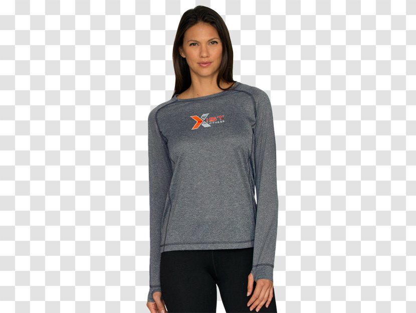 Long-sleeved T-shirt Hoodie - Long Sleeved T Shirt - Heather Charcoal Tee Transparent PNG
