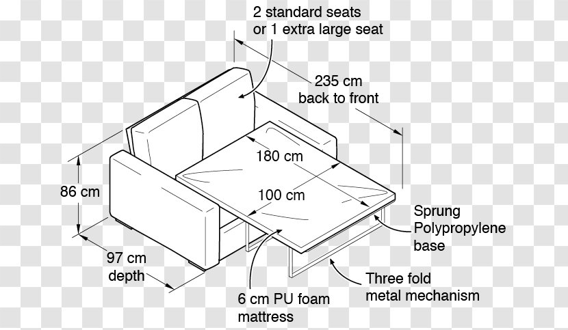 Paper Floor Plan Technical Drawing Angle - Rectangle - Single Sofa Transparent PNG