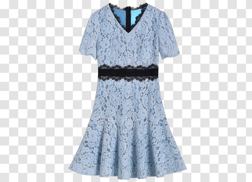 Blue Dress Lace Skirt - V-neck Transparent PNG