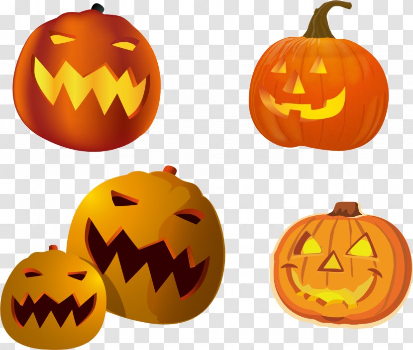 Jack-o'-lantern Halloween Calabaza Pumpkin Clip Art - Orange - Vector Transparent PNG