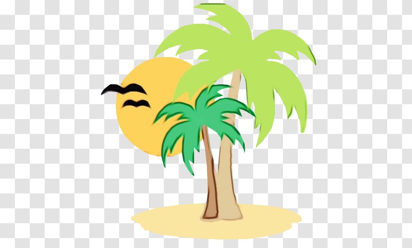 Palm Tree - Watercolor - Cartoon Plant Transparent PNG