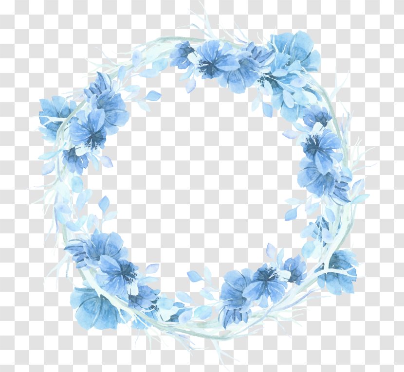 Wreath Watercolour Flowers Blue Watercolor Painting - Petal - Flower Transparent PNG