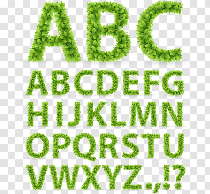 Typeface Font - Tree - Grass Green Leaves Alphabet Transparent PNG