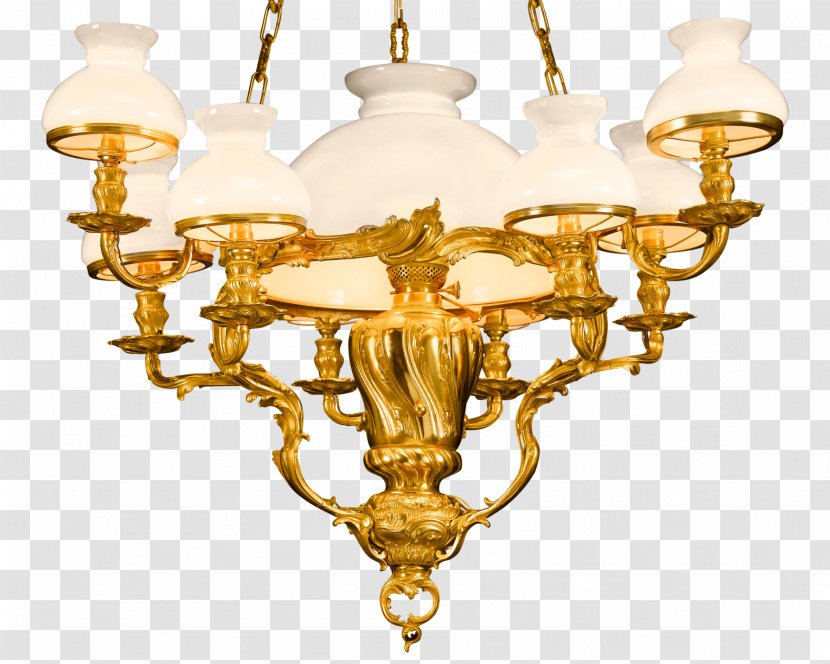 Chandelier Louis Quinze 19th Century Brass Ceiling - Xv Of France - Glowing Transparent PNG