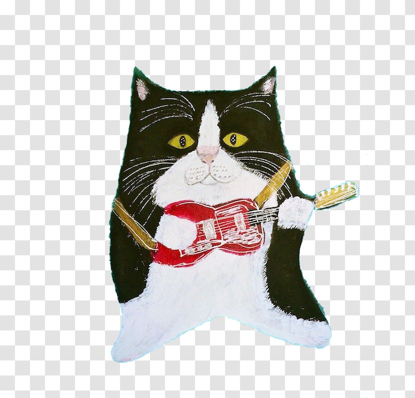 Cat Kitten Illustration - Cartoon - Playing Guitar Transparent PNG