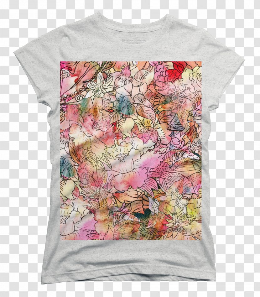 T-shirt Sleeve Watercolor Painting Blouse Hoodie - Pink Transparent PNG
