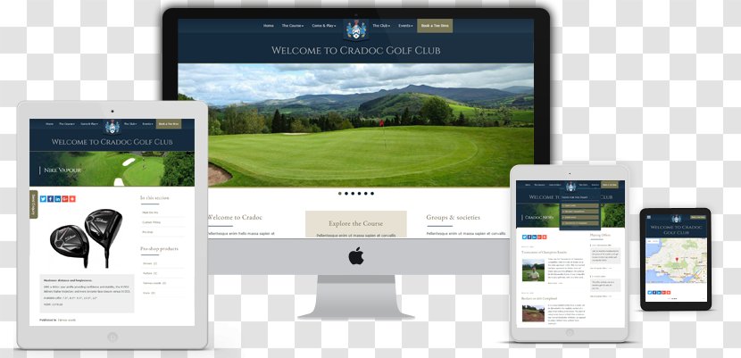 Golf Course Clubs Website Web Page - Design - Mock Up Transparent PNG
