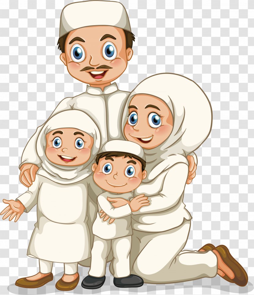 Muslim Family Illustration - Cartoon - Foreign National Design Transparent PNG