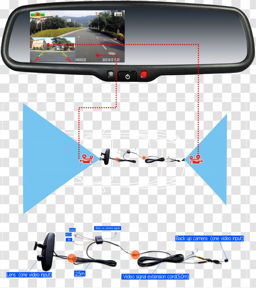 Car Rear-view Mirror Backup Camera Network Video Recorder - Automotive Design - Binoculars Rear View Transparent PNG