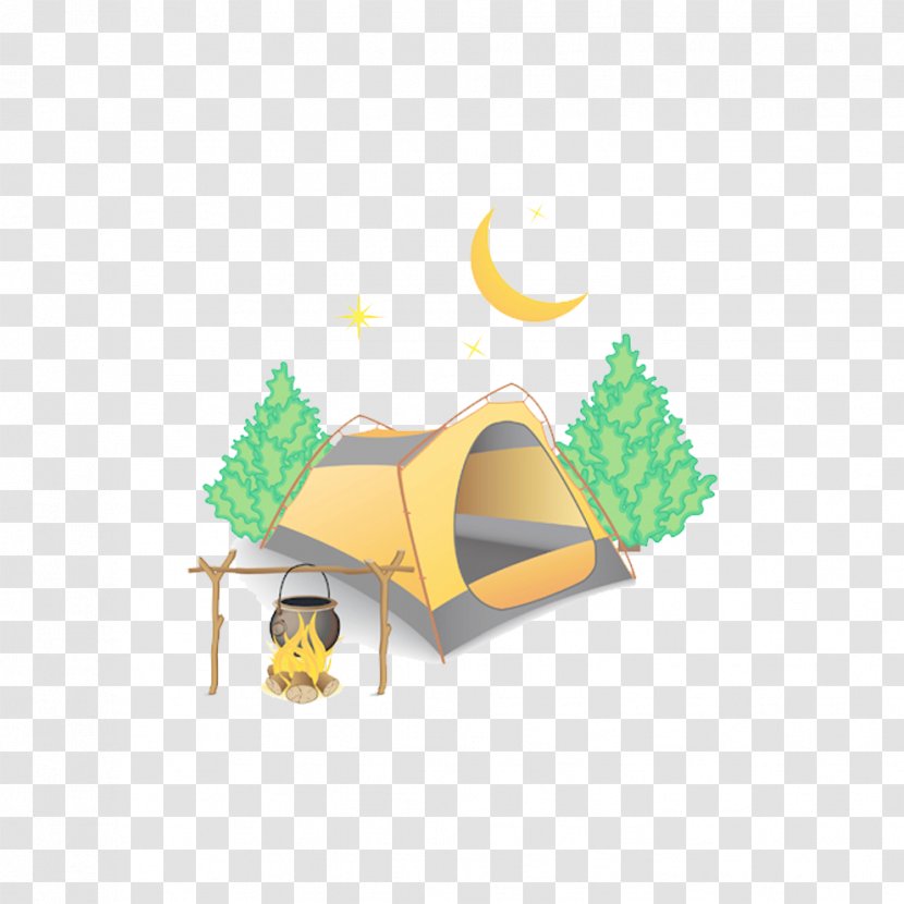 Camping Tent Campfire Icon - Yellow - Decorative Elements Transparent PNG
