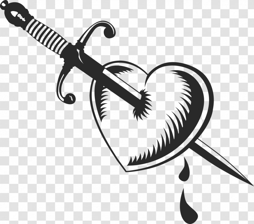 Dagger Heart Sword Clip Art - Cartoon Transparent PNG