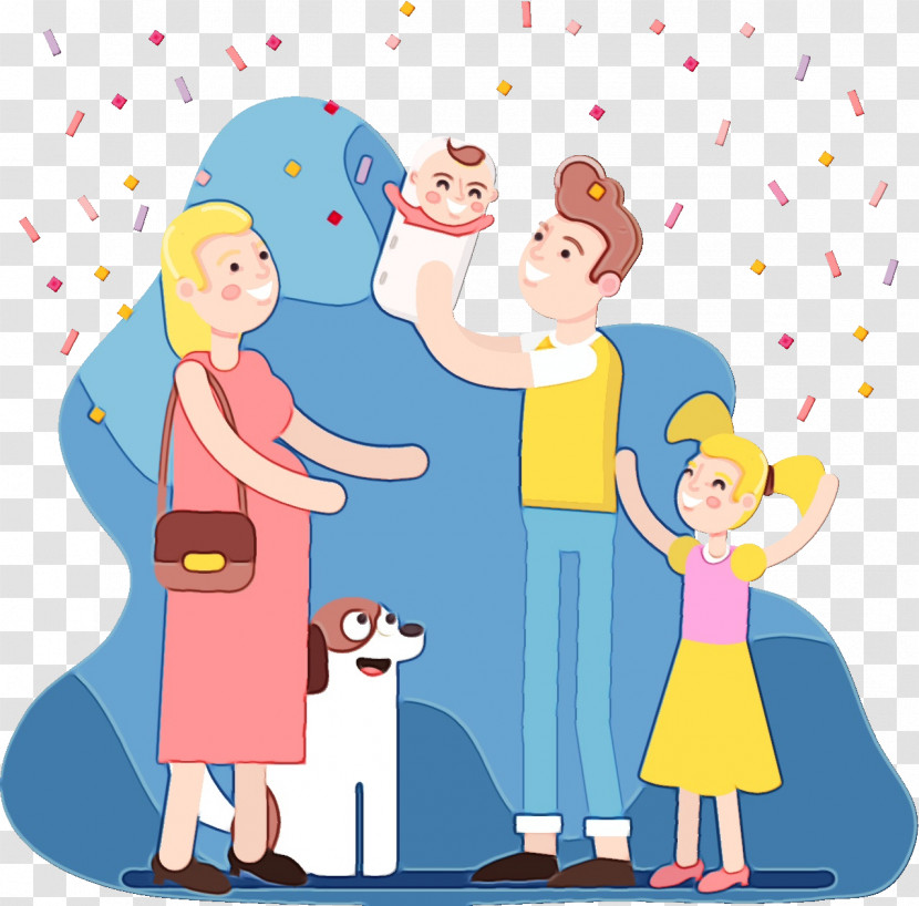 Cartoon Sharing Family Pictures Transparent PNG