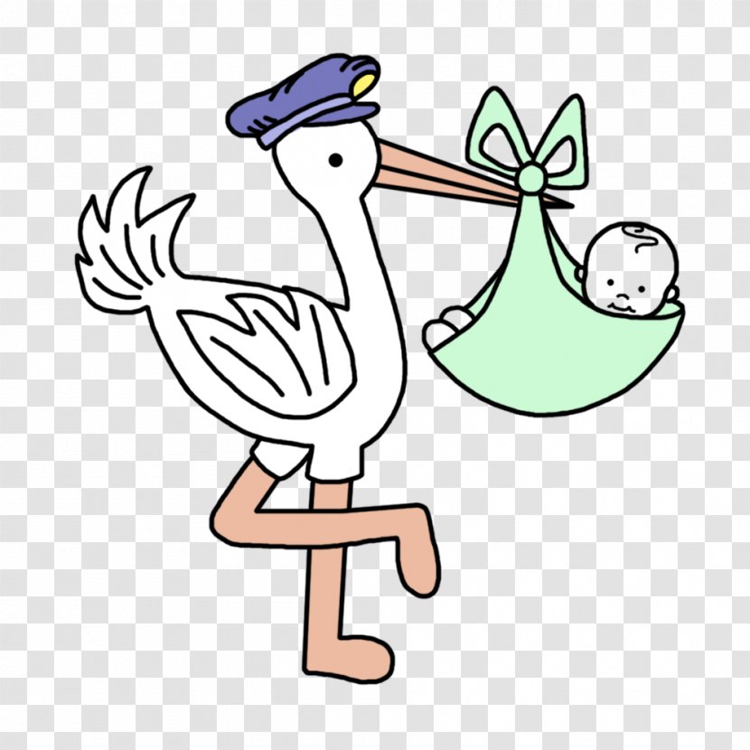 Baby Announcement Infant Clip Art Diaper Shower - Human Behavior - Transparent Stork Transparent PNG