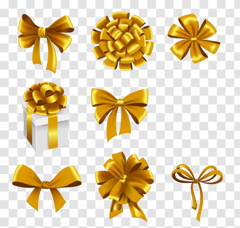 Gift Ribbon Stock Photography Illustration - Flower - Lovely Golden Box Collection Transparent PNG