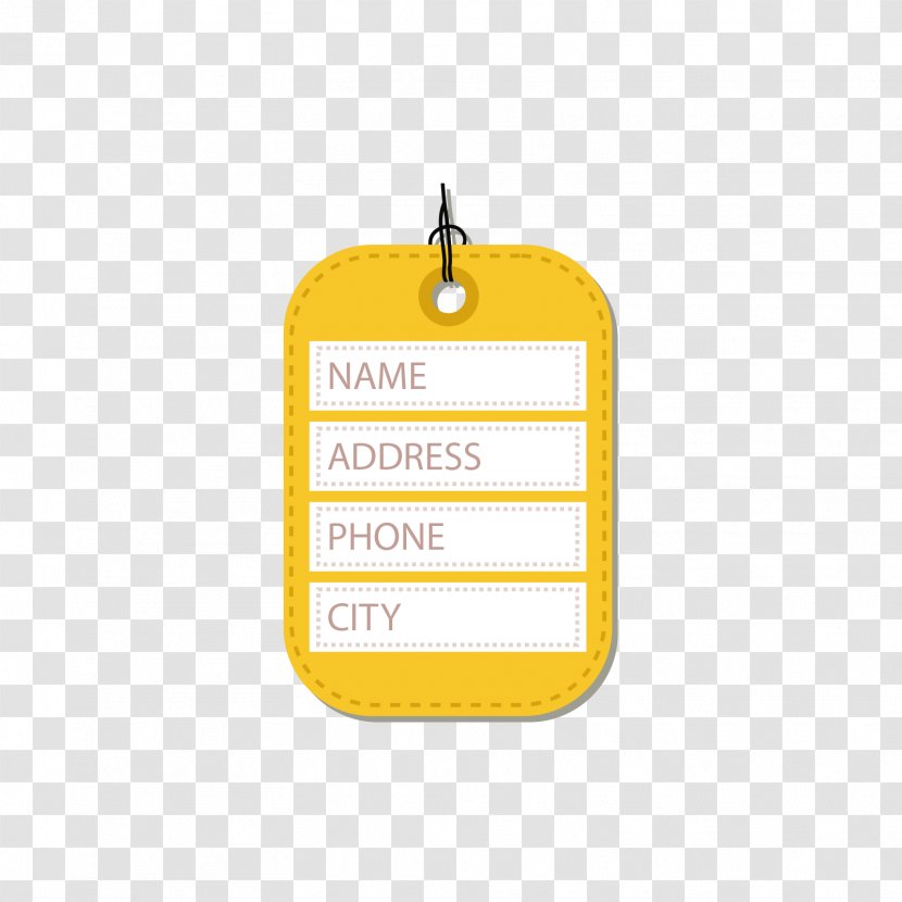 Bag Tag Baggage - Yellow - Square Rounded Luggage Transparent PNG