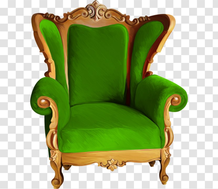 Wing Chair Green Furniture Throne - Painted Velvet Seat Transparent PNG
