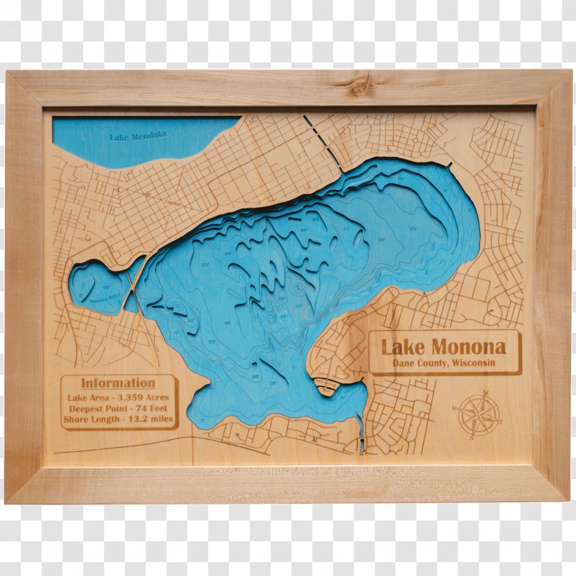 Lake Monona Mendota Map - Wood Carving Transparent PNG