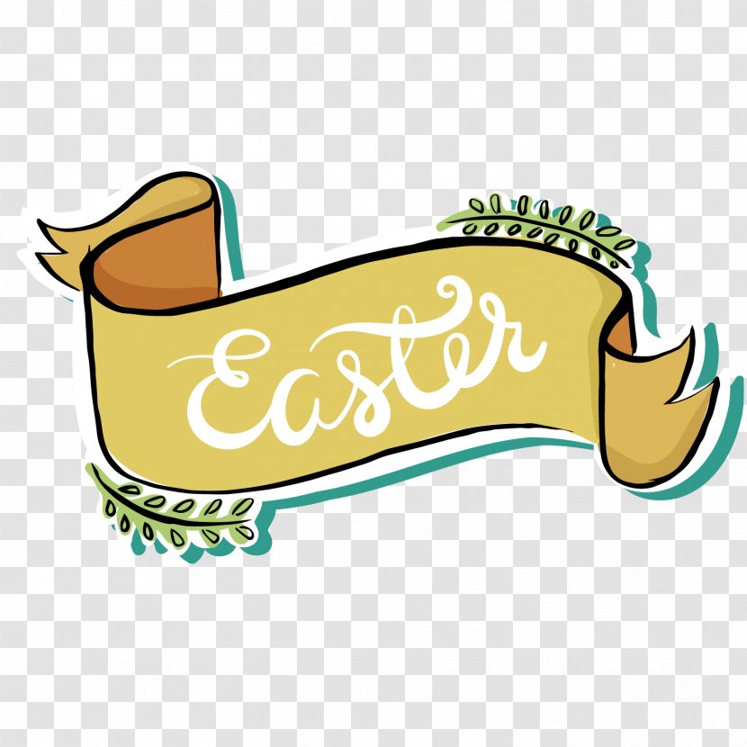 Easter Bunny Drawing - Text - Ribbon Vector Transparent PNG