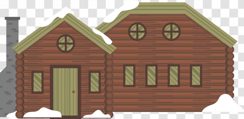 House Snow Log Cabin Cottage - Facade - A Covered With In Winter Transparent PNG
