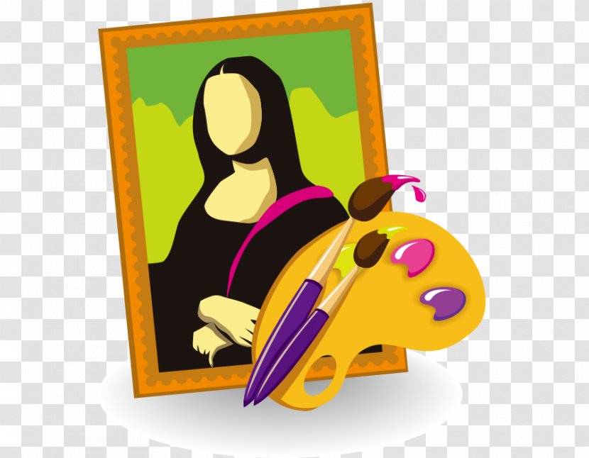 Mona Lisa Microsoft PowerPoint Modern Art Painting - Yellow - Free Stock Vector Frame Transparent PNG