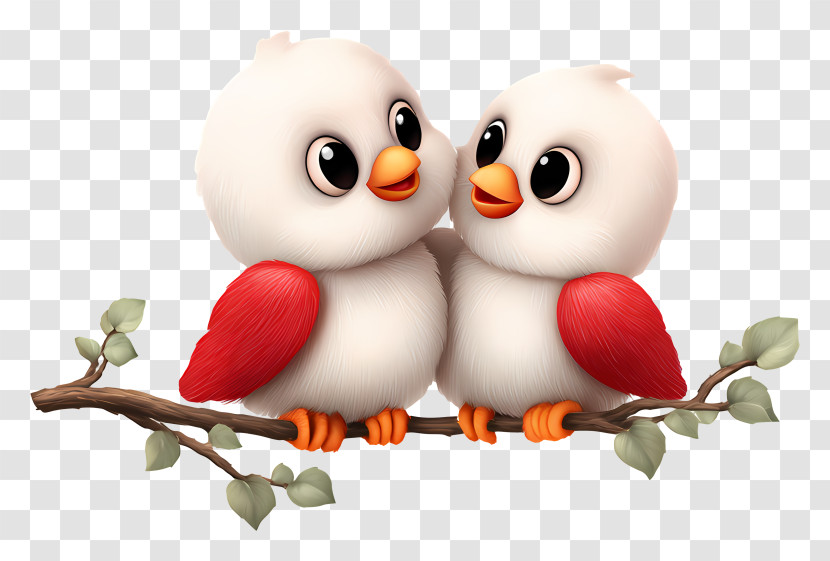 Two Cute White Birds On A Branch Transparent PNG