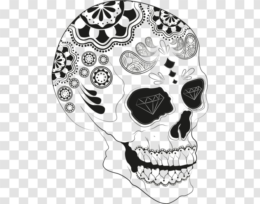 Calavera Day Of The Dead Drawing Skull Art - Monochrome Transparent PNG