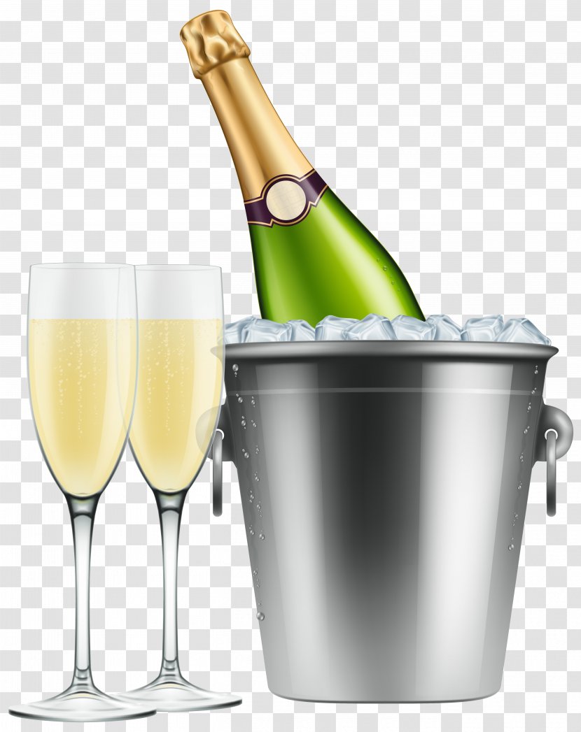 Champagne Glass Beer Clip Art - Table - In Ice And Glasses Image Transparent PNG