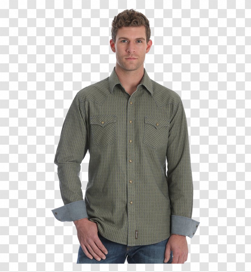 Long-sleeved T-shirt Snap Fastener Wrangler - Denim Transparent PNG