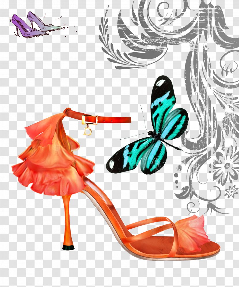 High-heeled Footwear Sandal Designer - Shoe - Background Beautiful Butterfly Creative Heels Transparent PNG