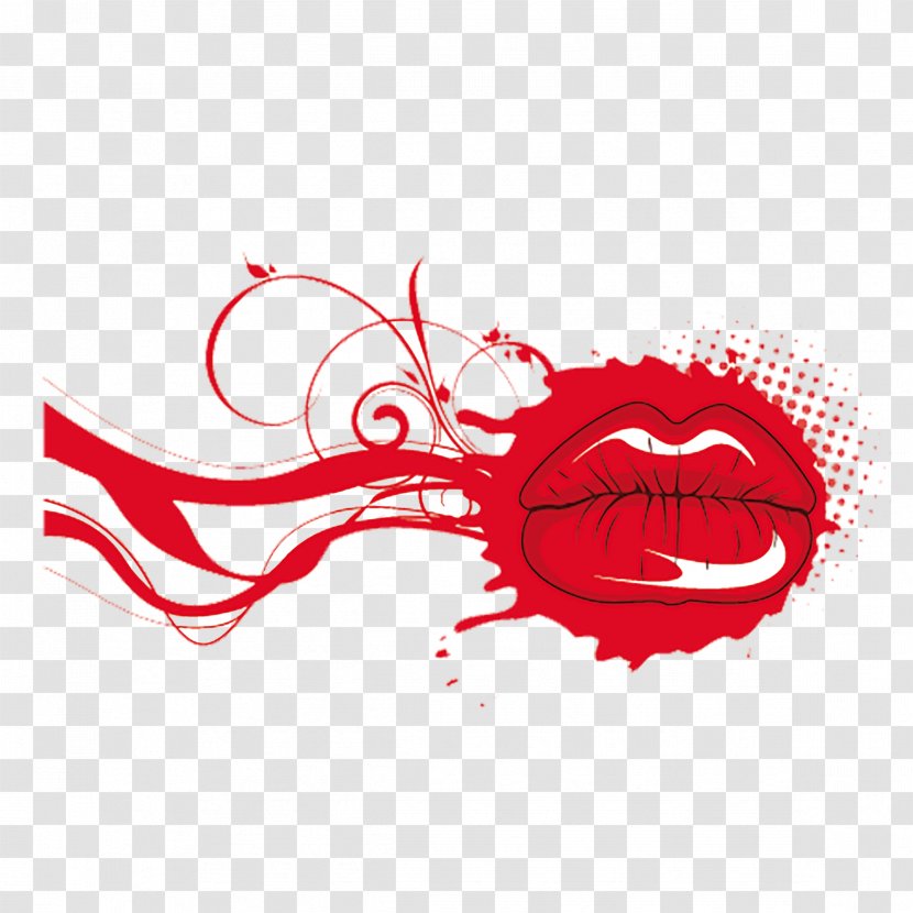 Red Lip - Frame - Lips Transparent PNG