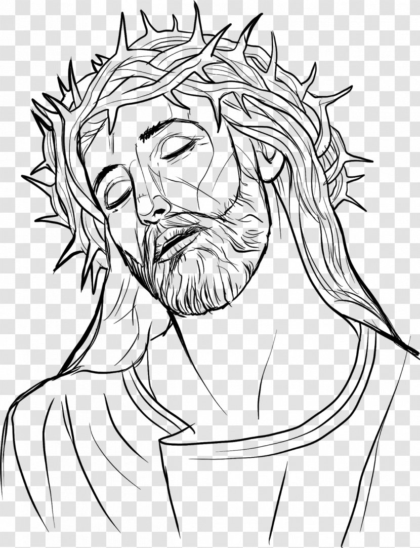 Crown Of Thorns Drawing Christianity Son God - Monochrome - Christian Cross Transparent PNG
