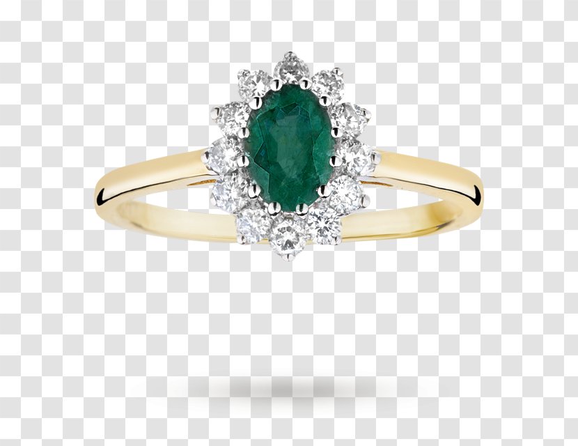 Emerald Engagement Ring Gold Diamond - Wedding Ceremony Supply Transparent PNG