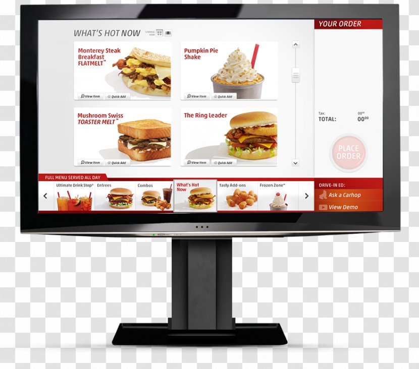 Sonic Drive-In Menu Chef Display Device - Breakfast - Touch Screen Transparent PNG
