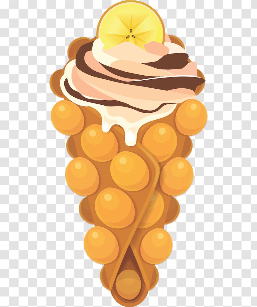 Egg Waffle Belgian Ice Cream - Sundae Transparent PNG