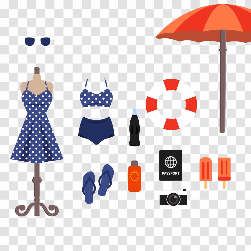 Beach Summer Seaside Resort - Silhouette - 11 Models Vacation Essentials Vector Material Transparent PNG